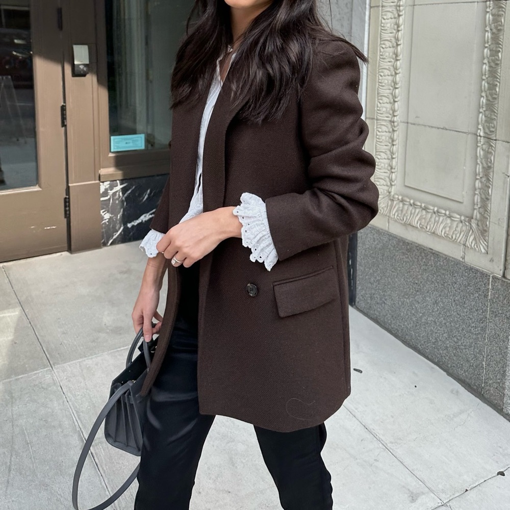 Mango Wool Brown Blazer Suit Jacket